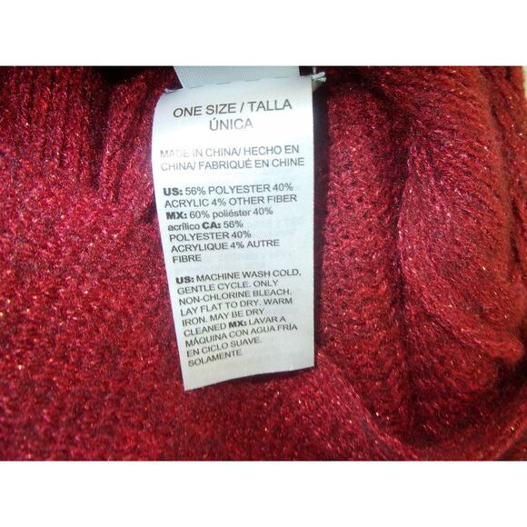 Chicos Shaw Womens OS Maroon Sweater Fringe Textured Knit Scarf Metallic Thread - Picture 3 of 12